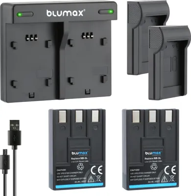 Produktbild von 2x Akku + Lader für Canon NB-3LH NB-3L IXUS, IXY  PowerShot  750 mAh (3,7V)