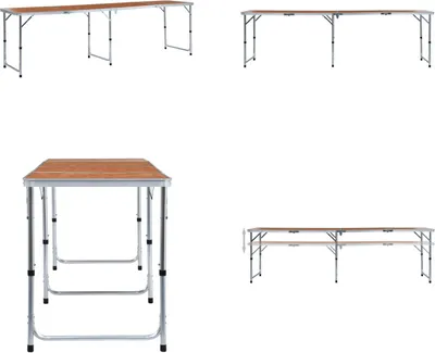 Produktbild von vidaXL Klappbarer Campingtisch Aluminium 240 x 60 cm - Camping-Tisch - Camping-Tische - Campingtisch - Campingtische