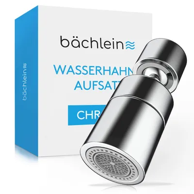 Produktbild von Bächlein Wasserhahn-Aufsatz in chrom-gerade mit zwei Strahlarten - drehbarer Wasserhahn-Luftsprudler für Küchenarmaturen