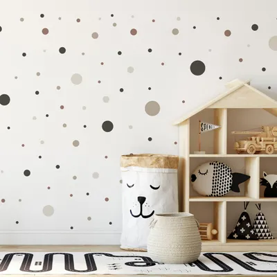 Obrázok produktu pre Muralo nástenné tetovanie nálepka na stenu farebné DOTS bodky vzor dekorácie na stenu nálepka 60x30cm