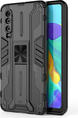 Obrázek produktu pro Pouzdro pro Huawei P30 dvouvrstvé PC a TPU nárazuvzdorné pouzdro s bumperem a stojánkem černé