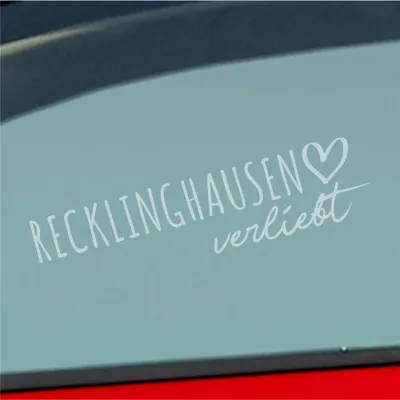 Produktbild von Auto Aufkleber Recklinghausen verliebt Herz Stadt Heimat Liebe Car 19x5 cm Milchglas Sticker Heckscheibenaufkleber