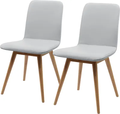 Produktbild von home24 Polsterstuhl - 2er-Set - Eiche Massiv / Echtleder