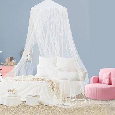 Productafbeelding van Ibenzoa® muggennet voor het bed – rond deknet, bescherming tegen muggen en insecten, polyester, Ø 0,6 m × H 2,5 m, omtrek 11 m, geschikt voor reizen en thuisgebruik