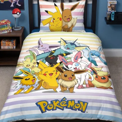 Produktbild von Pokemon Bettwäsche 135x200 80x80 cm 2-tlg. Set 100% Baumwolle Motiv Pikachu & Friends