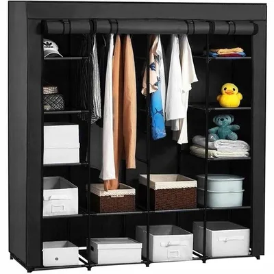 Image de Armoire en tissu, gris, pliable 170×170 cm, armoire