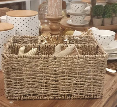Produktbild von Korb Organizer Seegras Boho Vintage Landhaus Garten Groß