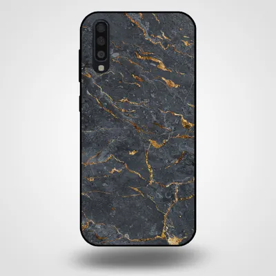 Productafbeelding van Smartphonica telefoonhoesje voor Samsung Galaxy A70 met marmerprint - TPU achterkant, marmerdesign - Goud, grijs