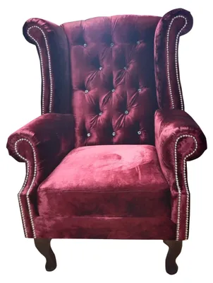 Produktbild von Ohrensessel Chesterfield Sessel Samt Rot Couch 1 Sitzer Modern Neu