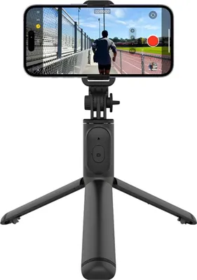 Image de Crong Compact selfie stick Bluetooth tripod black