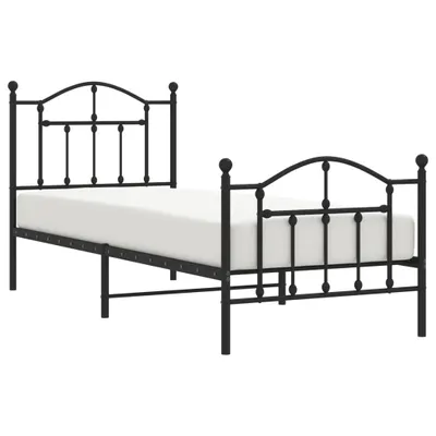 Produktbild von Bettgestell mit Kopf- und Fußteil Metall Schwarz 90x200 cm