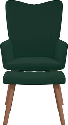 Produktbild von vidaXL Relaxsessel mit Hocker Dunkelgrün Samt