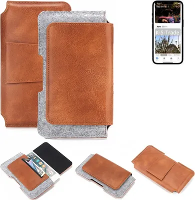 Produktbild von K-S-Trade Handyhülle Schutzhülle kompatibel mit Apple iPhone 13 Pro Gürteltasche Holster Gürtel Tasche Smartphone Tasche Handy Hülle Polyurethan+ Filz,