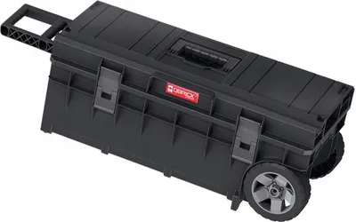 A black rolling toolbox is shown against a white background.