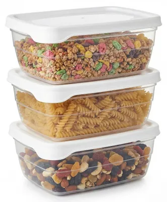 Productafbeelding van Opbergdozen set 3-delig - Transparant - Stapelbaar - Luchtdicht - Kunststof - Voorraaddozen 1,2 l (14,3 x 20 x 10,7 cm)