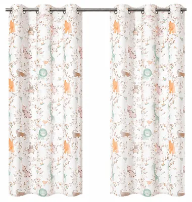 Produktbild von Heimtexland Kinder Vorhang Kindergardine Safari Leinen Optik halbtransparent Deko Gardine Kinderzimmer  Ösen Typ930 Ösenschal HxB 225x140 cm