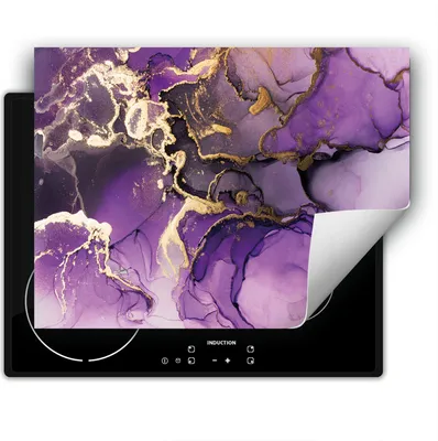 Produktbild von DarHaus Herdabdeckplatte 80x52 cm Anti Rutsch Matte Aufrollbar, violett - Marmor