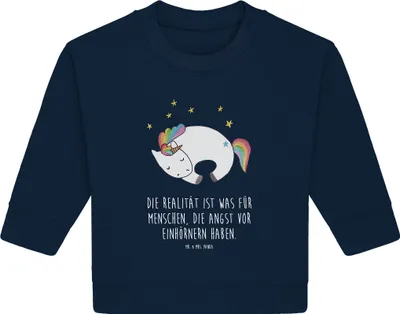 Produktbild von Mr. & Mrs. Panda Organic Baby Pullover Einhorn Nacht 6. - 12. Monat - French Navy - Geschenk, Bullover, Unicorn, Menschen, Traum, Einhörner, Realität