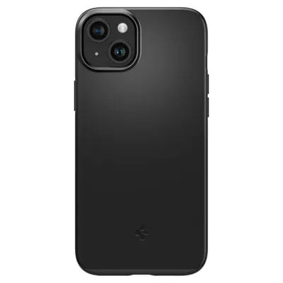 A black iPhone case is shown from the back against a white background.