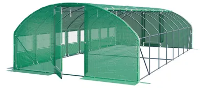 Immagine prodotto di Serra Tunnel TOOLPORT con porta a battente, 4x8m telo in PE 180g/m² verde trasparente
