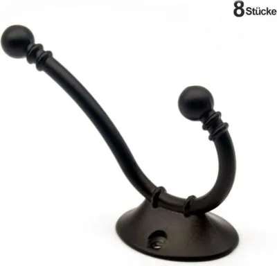 Produktbild von kleiderhaken Vintage 8 stück Haken Wand Metall Huthaken Mantelhaken Wandhaken für Tür Garderobenhaken Badezimmer Küche (Schwarz *8)