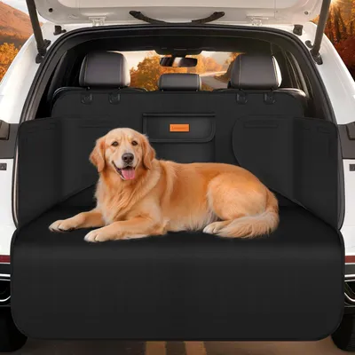 Productafbeelding van Beschermmat voor de kofferbak, geschikt voor honden, met bescherming aan de zijkanten en bij de laadruimte - universele, waterdichte en krasbestendige automat, zwart, 183x104 cm