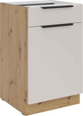 Zdjęcie produktu dla Szafka dolna z szufladą NICOLLA - szerokość 50 cm, kaszmir / dąb rzemieślniczy
