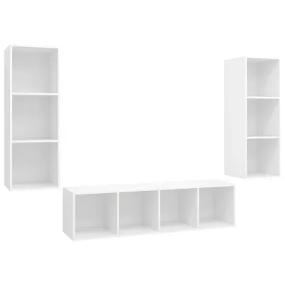 Image de vidaXL Ensemble de meubles TV 3 pièces blanc en bois composite