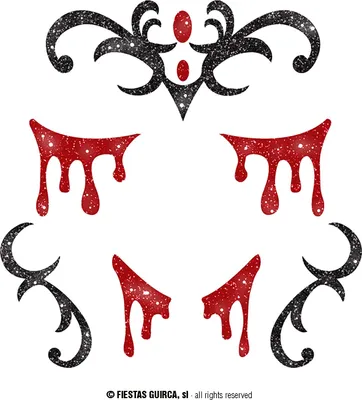 Produktbild von Vampir Halloween Gesicht Aufkleber Glitzer Make Up Glänzende Horror Dekoration Mystisch Dramatisch Blutig Kreativ Gesichtsbemalung Partyaccessoire, Farbe: Schwarz