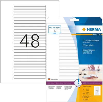 Produktbild von Etiketten CD-Box weiß 114,3x5,5mm Special A4 Packung mit 32 Stück