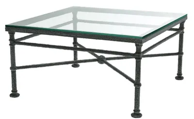 Produktbild von Casa Padrino Luxus Couchtisch Schwarz verwittert 85 x 85 x H. 44,5 cm - 4-eckiger Wohnzimmertisch mit Glasplatte - Luxus Wohnzimmer Möbel