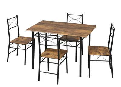 Immagine prodotto di Set da pranzo - Tavolo con 4 sedie - Design industriale - Salvaspazio - Metallo e legno
