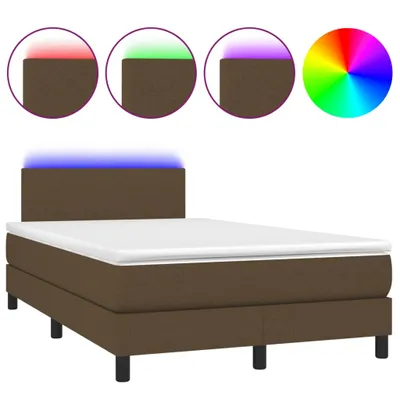 Produktbild von vidaXL Boxspringbett mit Matratze & LED Dunkelbraun 120x200 cm Stoff