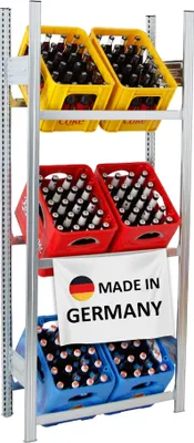 Produktbild von Getränkekistenregal CHIEMSEE Germany | HxBxT 185x81x34cm | 6 Kisten auf 3 Ebenen | Verzinkt