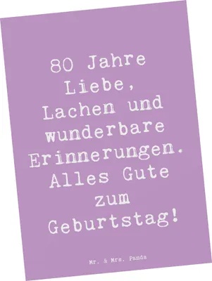 Produktbild von Mr. & Mrs. Panda Postkarte Spruch 80. Geburtstag - Lavendeltraum - Geschenk, Achtziger Feier, Ansichtskarte, Happy Birthday, besonderes Ereignis, unvergessliche Momente