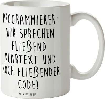 Produktbild von Mr. & Mrs. Panda Pott Spruch Programmierer Codeflüsterer - Weiß - Geschenk, Computersprache, Kaffeebecher, Logik, Teetasse, Tasse, Softwareentwicklung, Berufspassion
