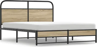 Produktbild von vidaXL Metallbett ohne Matratze Räuchereiche 160x200 cm