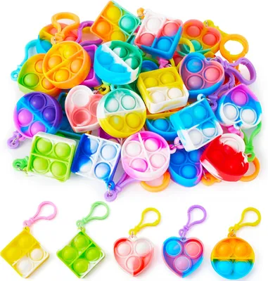 Imagen del producto de Bolsa de regalo con 30 artículos para niños: set de juguetes antiestrés tipo "pop it" - Mini juguetes antiestrés para niños - Juguetes antiestrés tipo "pop it"