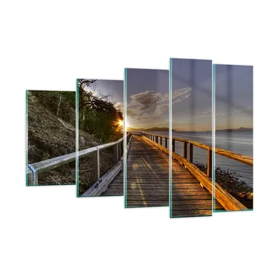Produktbild von Bilder auf glas - Fußgängerbrücke Himmel Wasser - 150x100cm - Glasbilder - Wandbilder - Kunstdruck - zum Aufhängen bereit - Wanddekoration aus Glas - Glas Bilder - Wandbild auf Glas - GEG150x100-0125