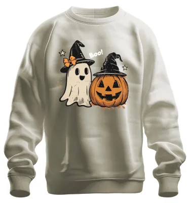 Productafbeelding van Boo Halloween pompoen spook, schattig, hekshoed, retro, vintage, leuke, uni, sweatshirt, trui, natuur, XXL