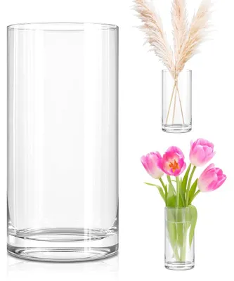 Immagine prodotto di Vaso in vetro cilindrico, trasparente, alto 20 cm, ideale per fiori e rami