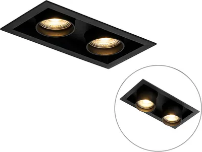 Produktbild von QAZQA - Modern Modernes versenktes Spotschwarz verstellbar 2-Licht - Dach I Wohnzimmer I Schlafzimmer - Aluminium Rechteckig - LED geeignet GU10