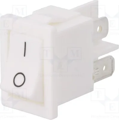 Image de 1 interrupteur OFF-ON, référence H8550VBWW076B, type bascule, position 2, 10A/250VAC, couleur blanche, 10A/28VDC