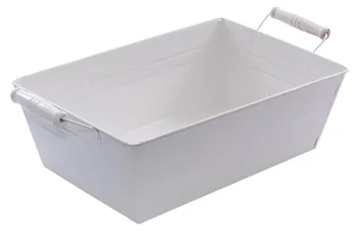 Produktbild von Rechteckige Blechschale in Weiß, 35 x 23 x 12 cm (Set mit 3 Stück)