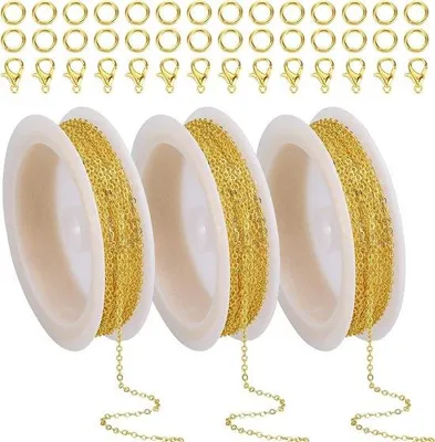 Produktbild von Edelstahl-Schmuckkette goldfarben mit Karabiner und Sicherungsringen