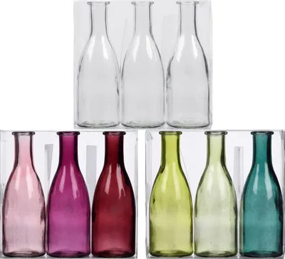 Produktbild von Vasen - 3er Set - aus Glas - ca. 19,8 x 6,6 x 18,5 cm - grün