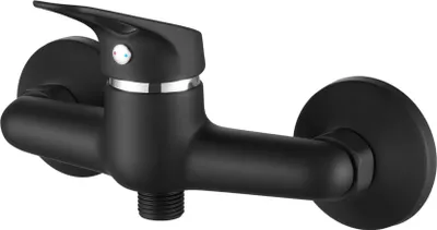 A black shower faucet is shown against a white background.