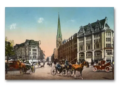 Produktbild von Premium Textil-Leinwand 90x60cm quer Premium Textil-Leinwand 90 cm x 60 cm quer Hamburg Mönckebergstraße | Wandbild, HD-Bild auf Keilrahmen, Fertigbild auf hochwertigem Vlies, Leinwanddruck von Jens Siebert