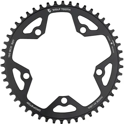 Image de Kettenblatt Wolf Tooth Gravel/CX/Road, 130 BCD, 5-Loch, 52 Z., Drop-Stop B, noir