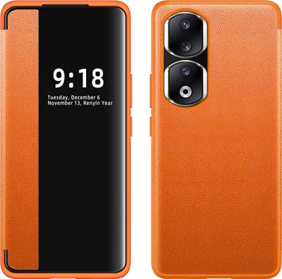 Produktbild von Honor 90 Pro Hülle, Schlank Kunstleder Klapp Ledertasche Schutzhülle für Honor 90 Pro Orange